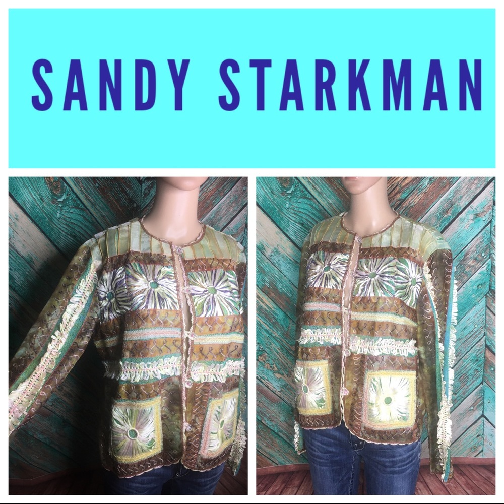Sandy Starkman Silk Blend Ribbon Jacket